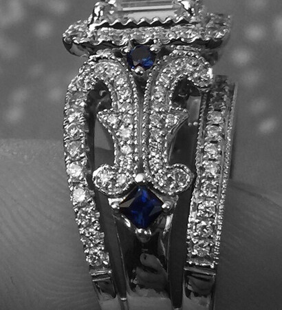 engagement ring, blue and Vera Wang