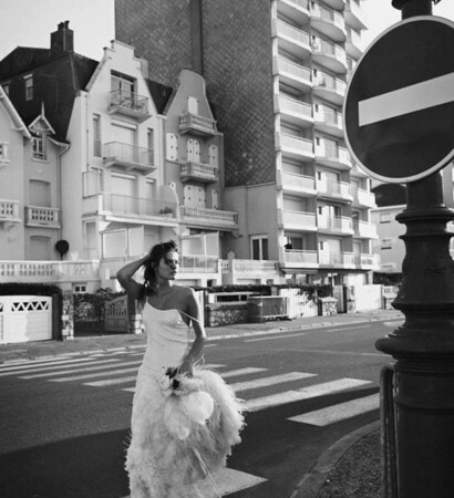 black&white, wedding dress and dress