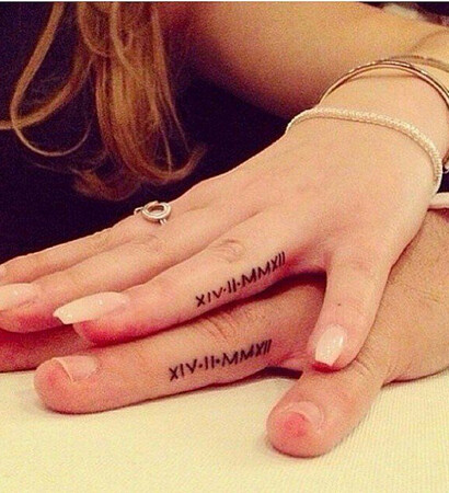 matching, roman numerals and tattoo