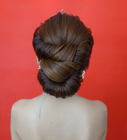 hairstyle, updo and bride