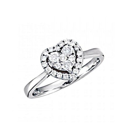 wedding ring, 14k white gold and diamond heart ring