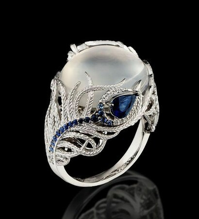 white, gold and blue sapphire