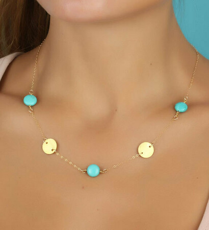 gold necklace, turquoise and gold and 14k gold filled