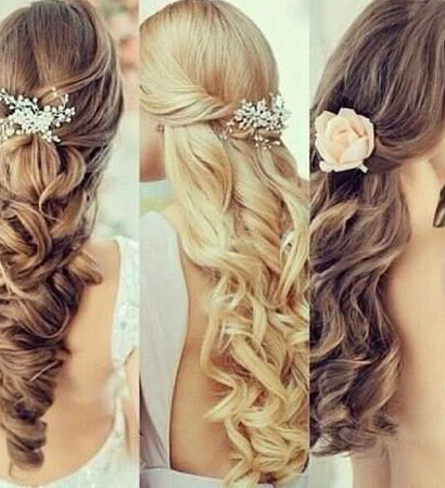 long hair, loose curls and bridal