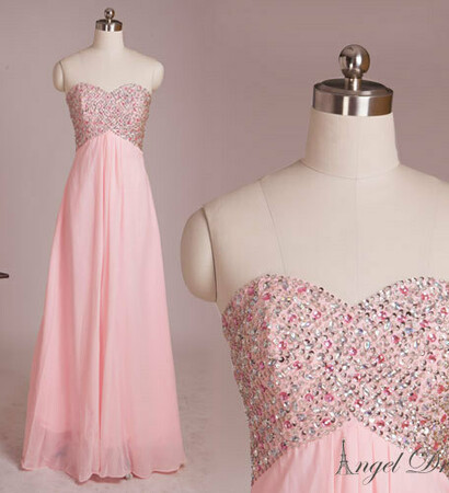pink long evening dress, wedding party dresses and ong prom dress