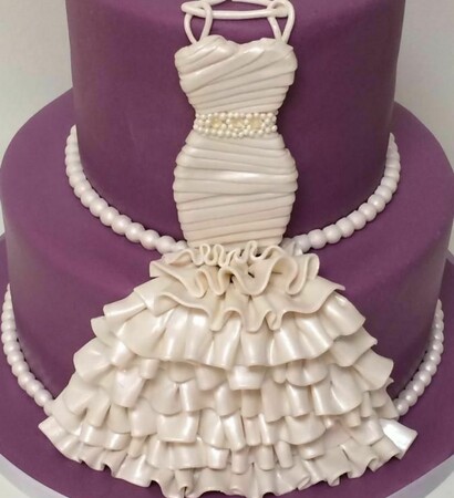 purple, cakes and dress