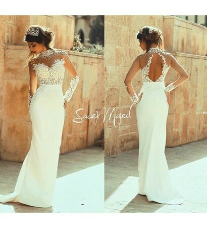 bride, lace and white gown