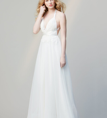 elegant wedding dress, v-neck wedding dress and a-line wedding dress