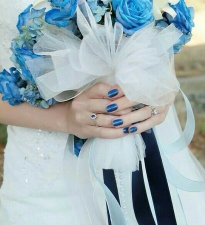 bouquet, concept and blue