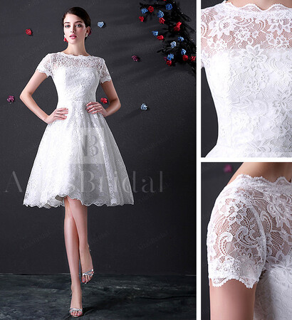 adasbridal, short wedding dress and lace wedding dress