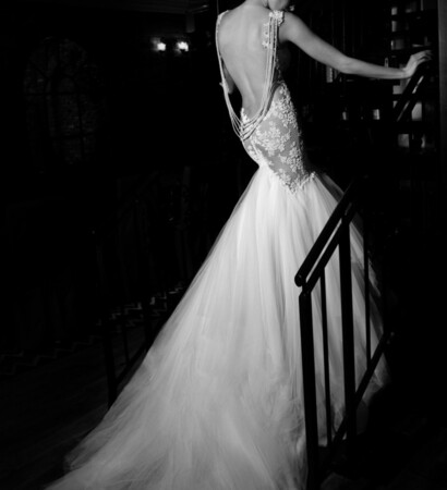 bride, black & white and wedding dress