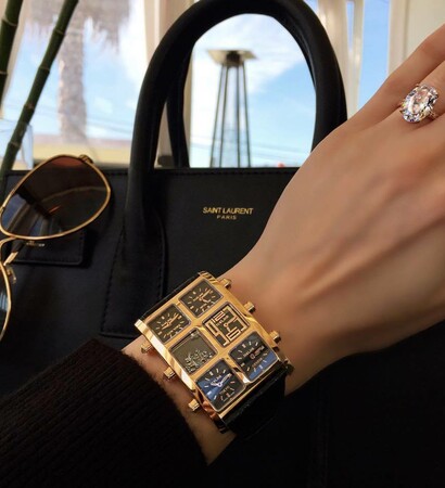 money, model and watch
