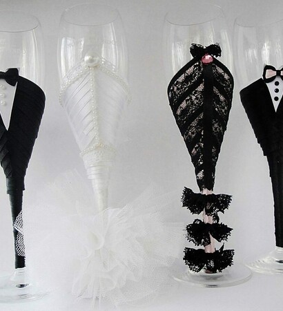 groom. glasses, bride and sweet