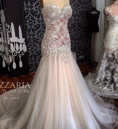 blush, tulle and satin