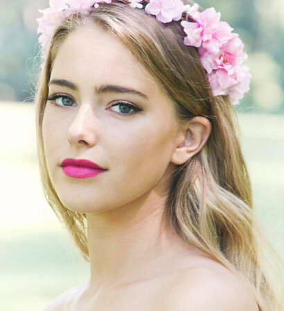 hair accessories, pink floral crown and woodland wedding
