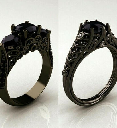 black diamond, ring and romantic