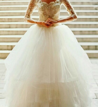 wedding dress, romantic design and white
