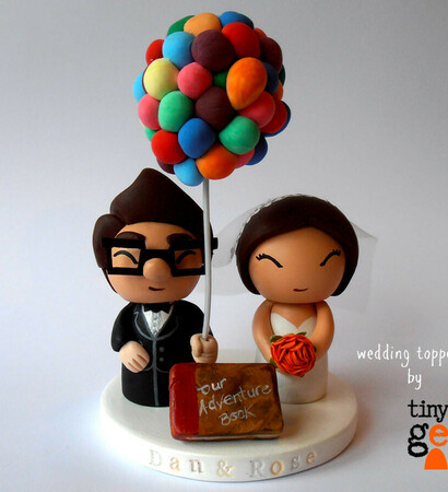 carl and ellie, tiny little geeks and cake topper