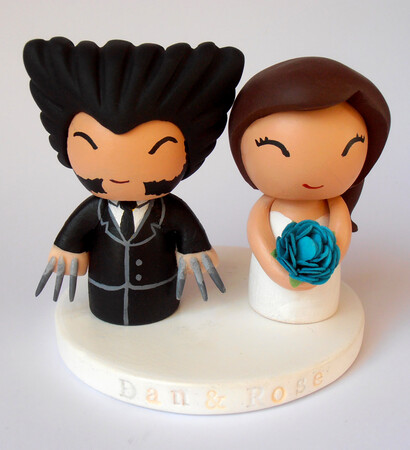 wedding cake topper, cake topper and wolverine