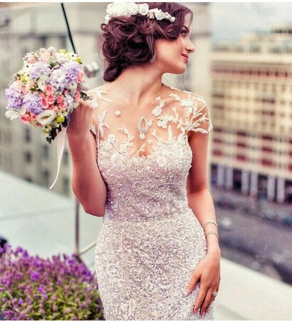 azerbaijan girl, flowers and Zuhair Murad