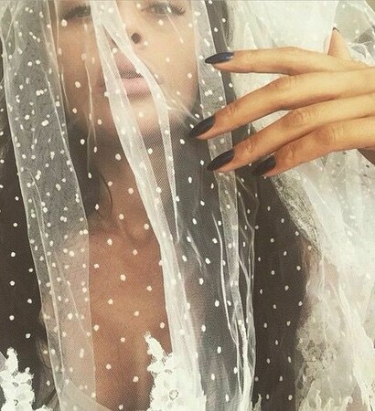 black nails, veil and amazing