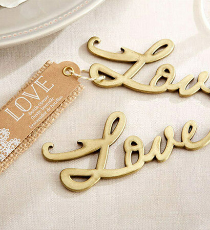 bottle opener, wedding favors and gold
