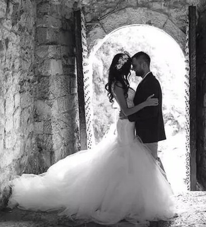 bride, dress and couple