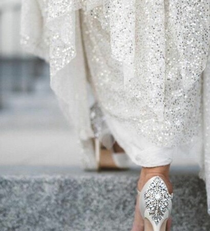 gorgeous wedding shoes, sparkle shoes and bride photo