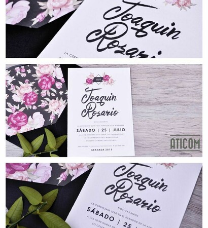 aticom design, invitaciones de boda and flores