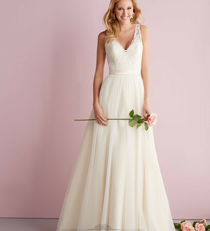 v-neck wedding dress