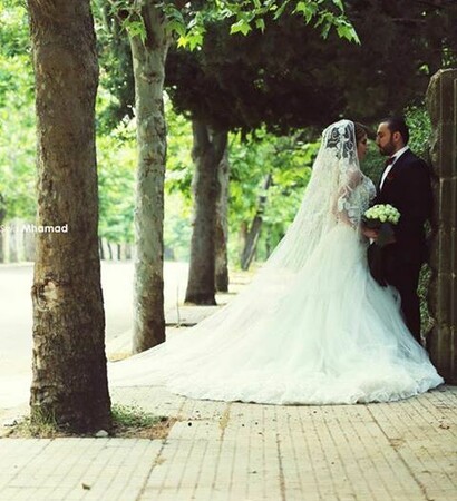 diamonds, couple and glam wedding dress