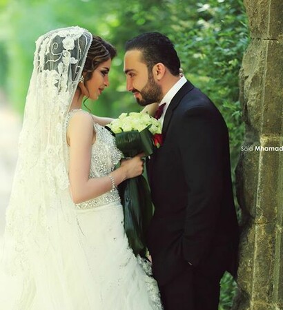 glam wedding dress, diamonds and couple