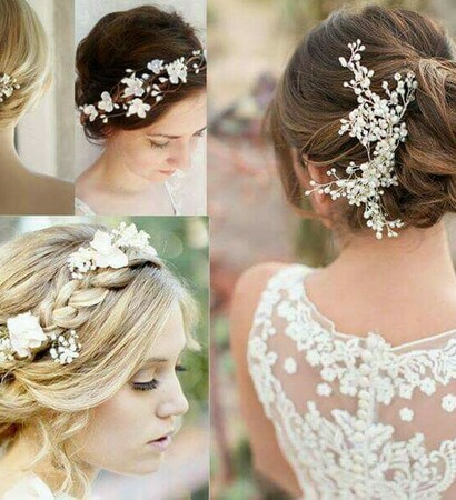 pearls, bride and hair styles