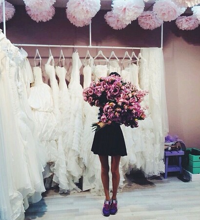wedding dresses, pink flowers and cute decorations