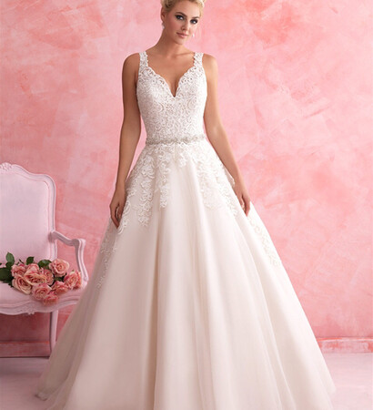 wedding dress, allure bridals and pink