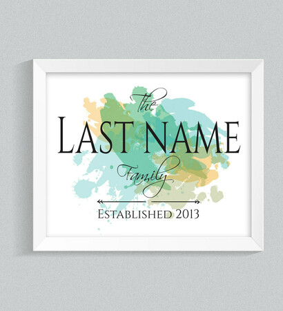 wall art, last name and customised printable