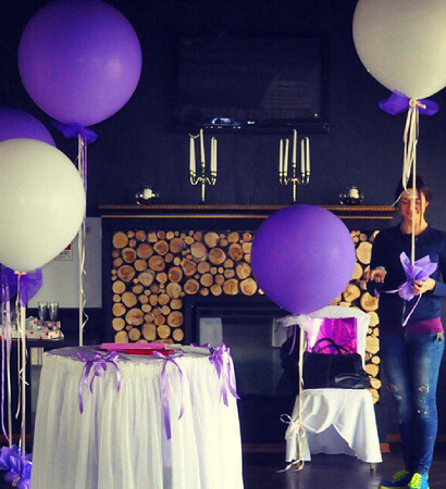 baloons, decorating and lilac