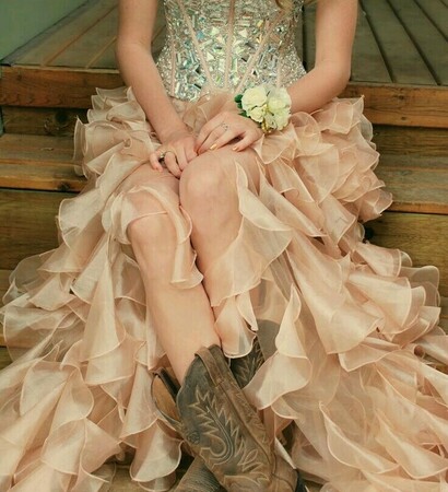 cowboy boots, county and wedding dress
