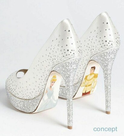 disney, wedding shoes and brillos