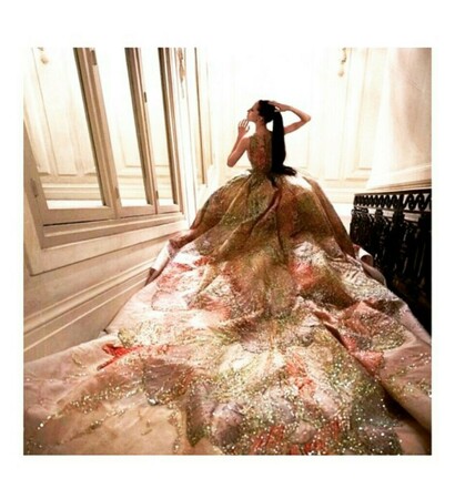 floral wedding dress, bridal fashion week and peach wedding dress