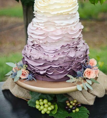 beautiful cake, ombre purple wedding cake and purple wedding cake