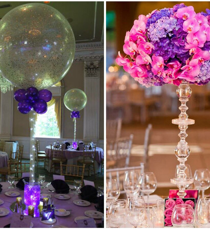 center pieces, flowers and quinceaneara theme