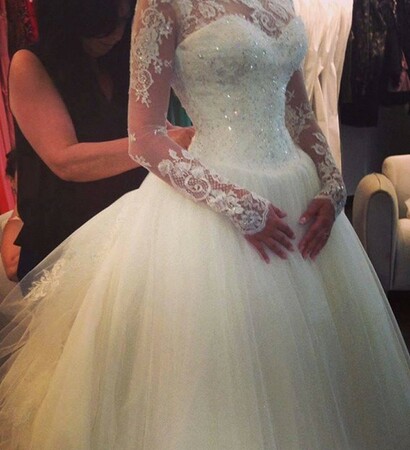 long sleeves, princess and wedding gown