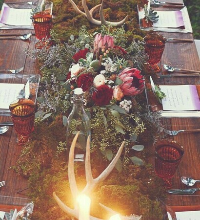 tablescape, antlers and bohemian