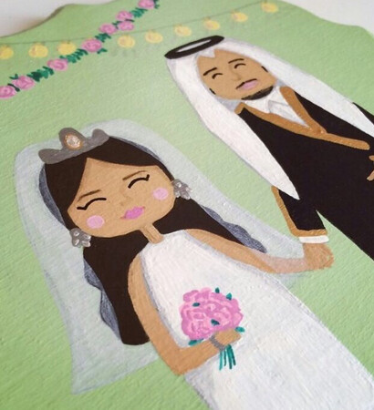 art, bride and arabic cartoon