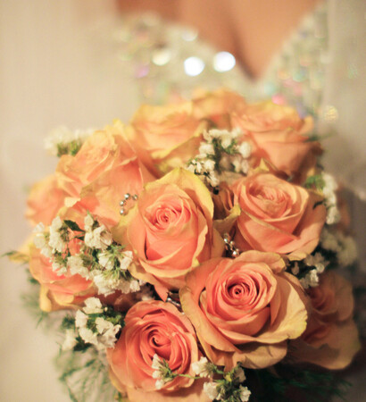 roses, bouquet and peach
