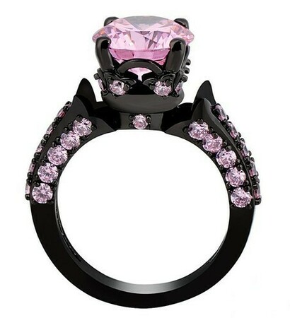 bride, jewelry and black engagement rings