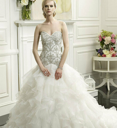 wedding gown, organza and ball gown