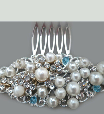 something blue, pearl hair comb and bridal comb