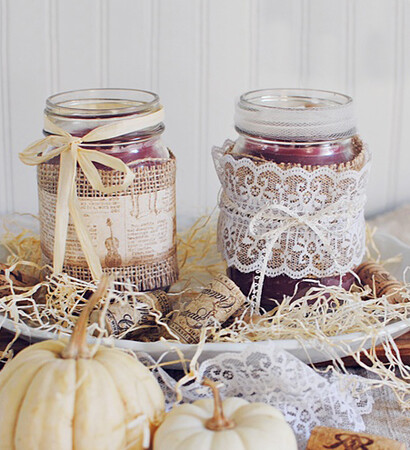 fall, centerpiece and mason jar